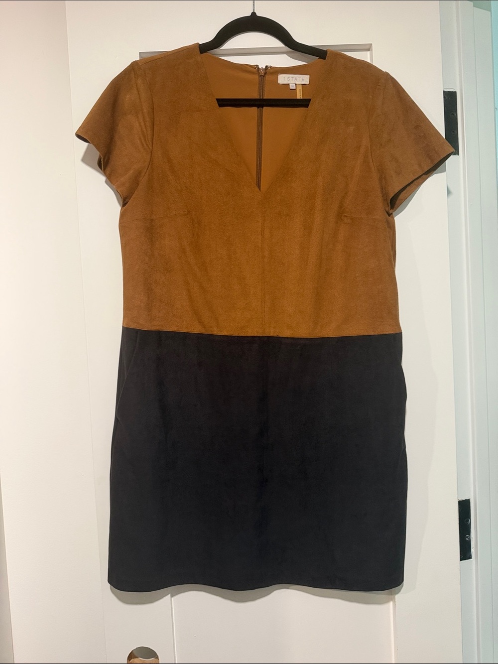 1. State Two-Tone Mini Dress in Brown and Black